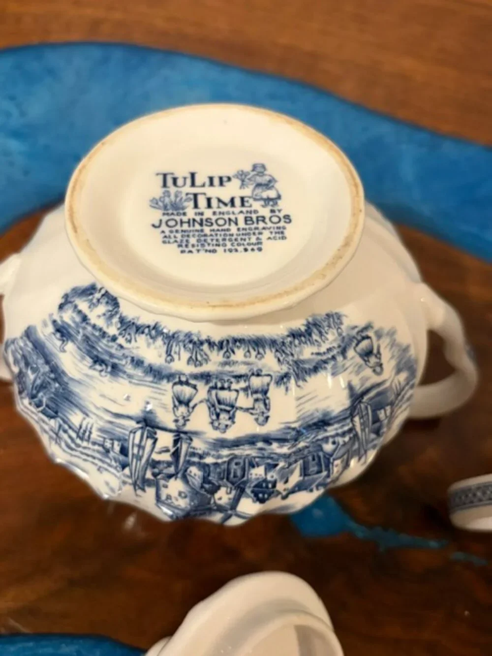 Johnson Brothers Tulip Time Windmill Creamer and Sugar Bowl